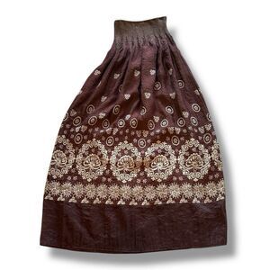 LAPIS Anthropologie Dress One Size Brown Floral Convertible Midi Boho Fairy